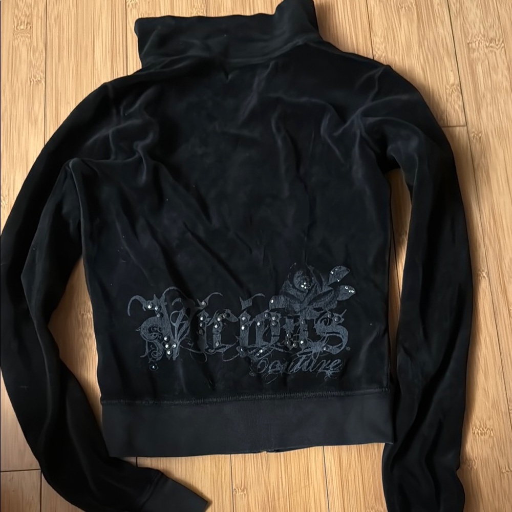 Juicy Couture Black Velour Vicious hoodie XS P